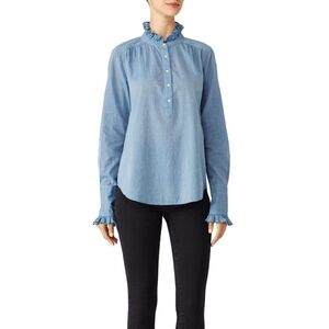 Joie Blue Ruffle Collar Blouse
